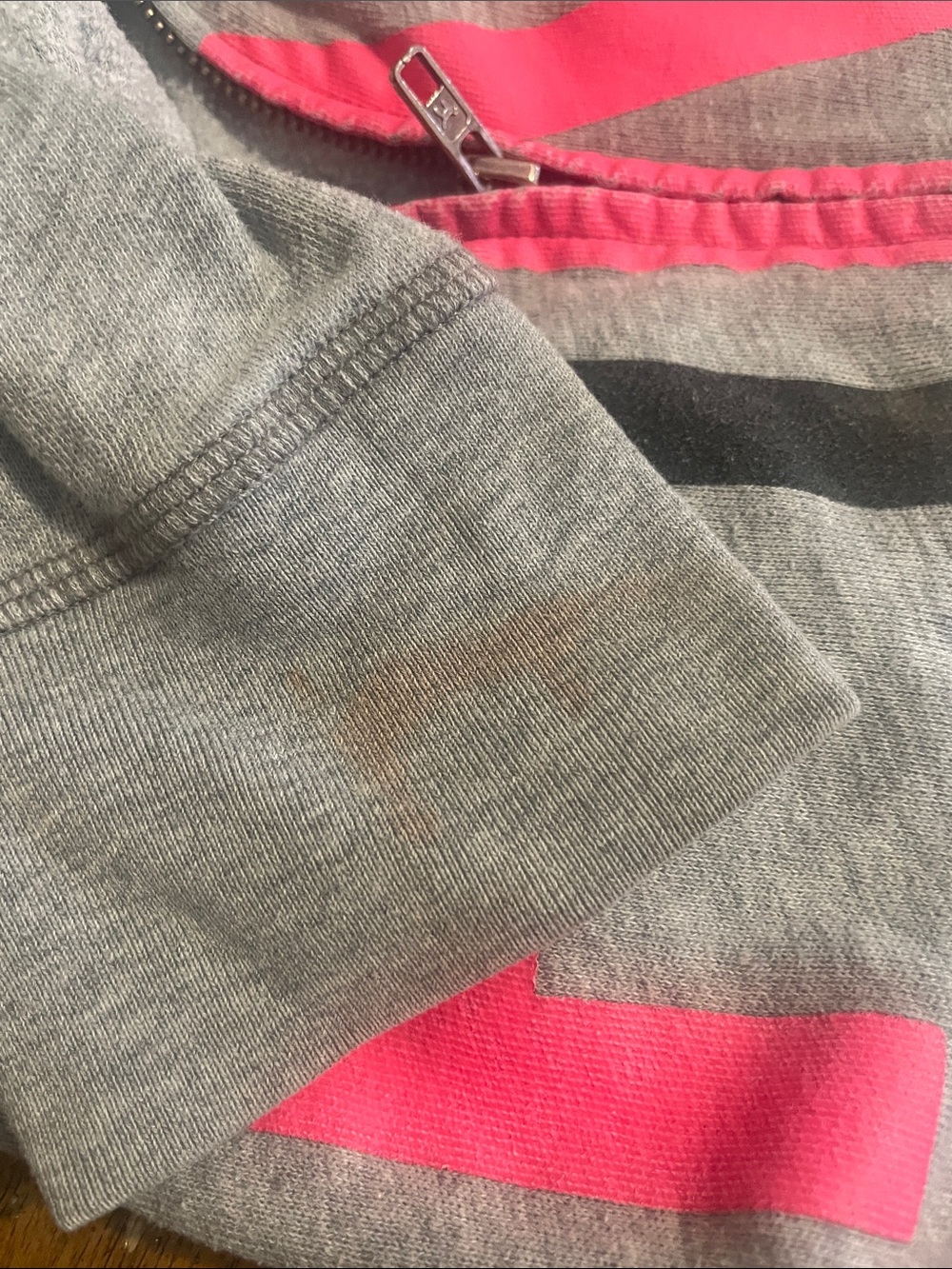 PINK Victoria's Secret Gray Zip Hoodie with Pink & Black Logo - Picture 2 of 4